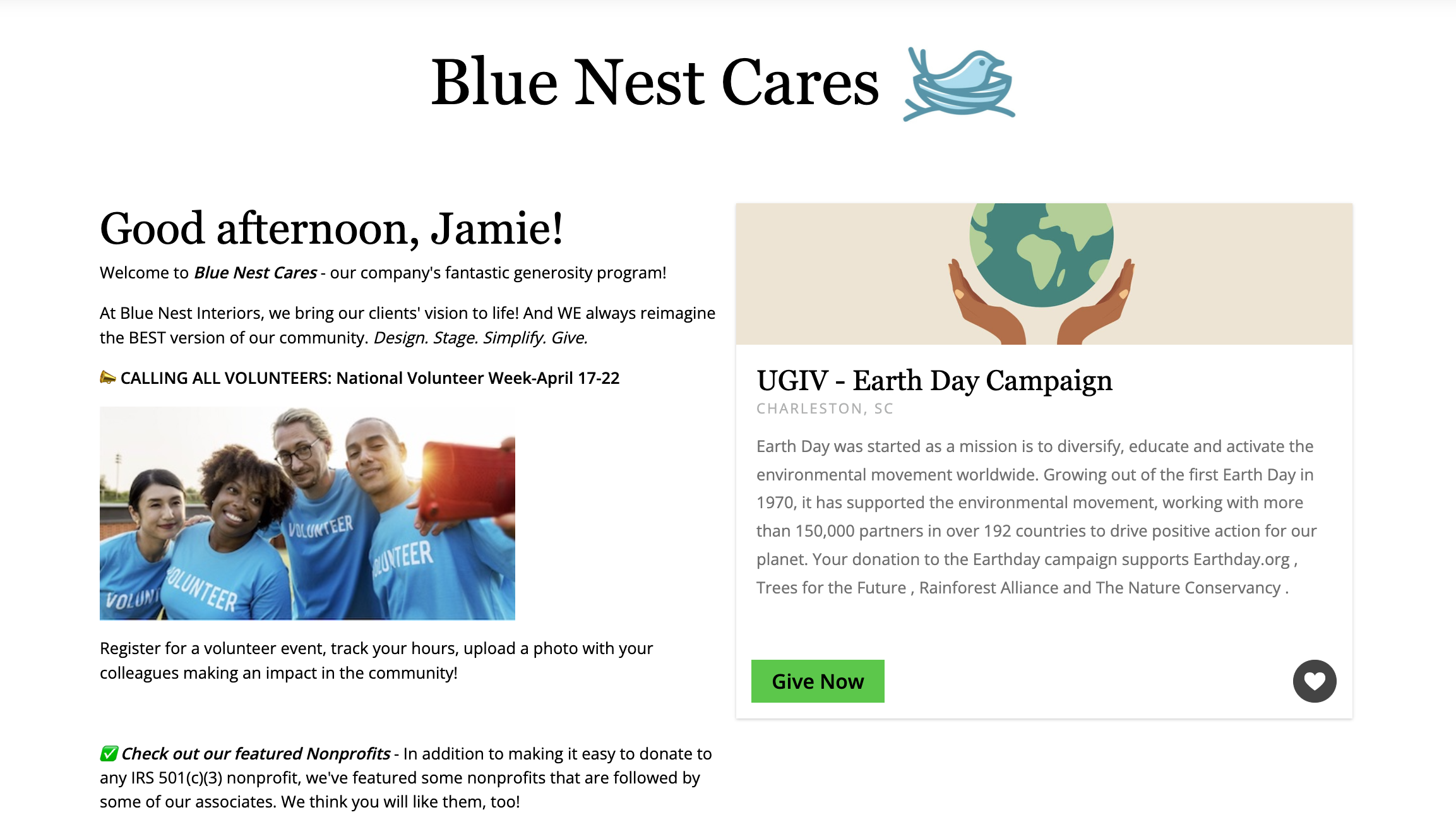 screenshot of Uncommon Giving